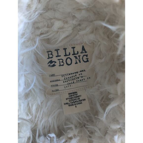 Billabong White Aztec Southwestern Faux Shearling Coat SZ S Indie Hipster Jacket - Picture 5 of 11